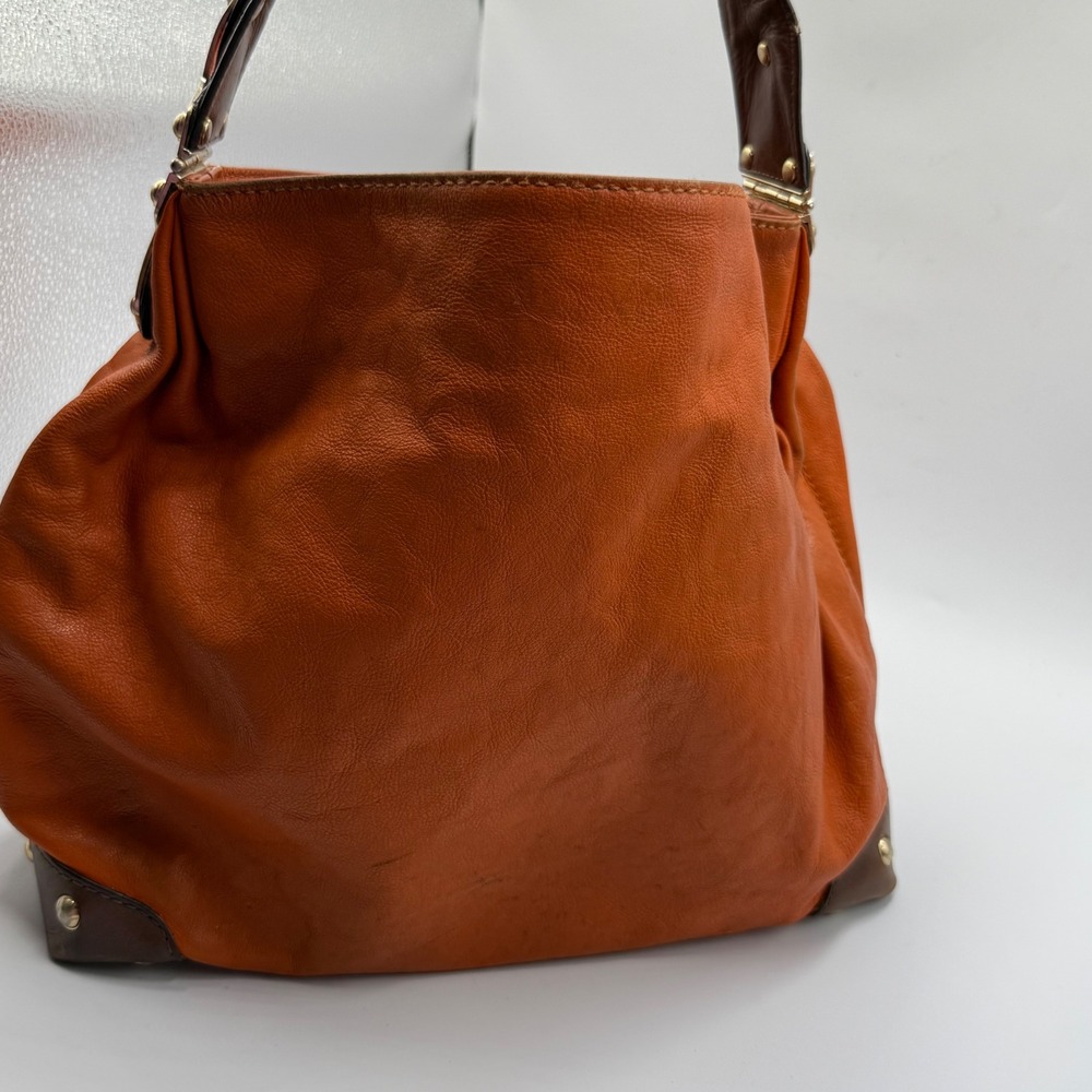 Michael Kors Leather Hobo Bag Large Orange Boho Chic Slouchy Shoulder Bag READ - Picture 4 of 15
